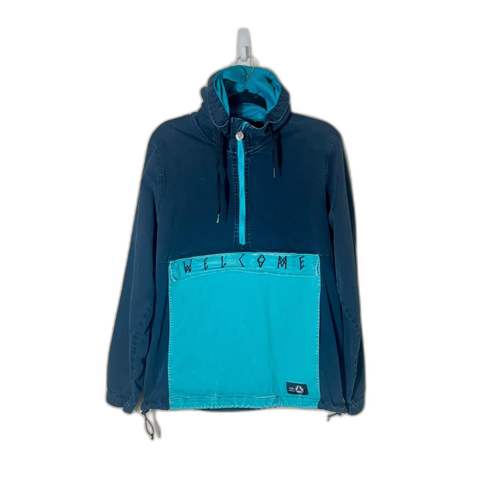 Welcome Skate Jacket Anorak Mens Teal Medium Grunge Skater Streetwear